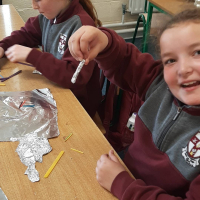 Sculpting with tin foil in Mr Martins 4th class. 