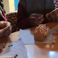 Making mini ginger bread houses in 6th class 